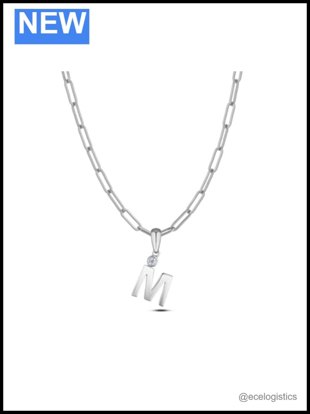 Sterling Silver Initial Pendant Necklace Canadian Diamond 18in Chain